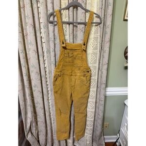 Free People Movin Away Cord Overalls 26 Honey Mustard Corduroy Distressed